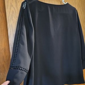 Talbott Petite Polyester Black Blouse